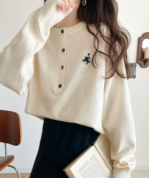 「Java」 長袖ニット X-LARGE グレイッシュベージュ レディース_画像3