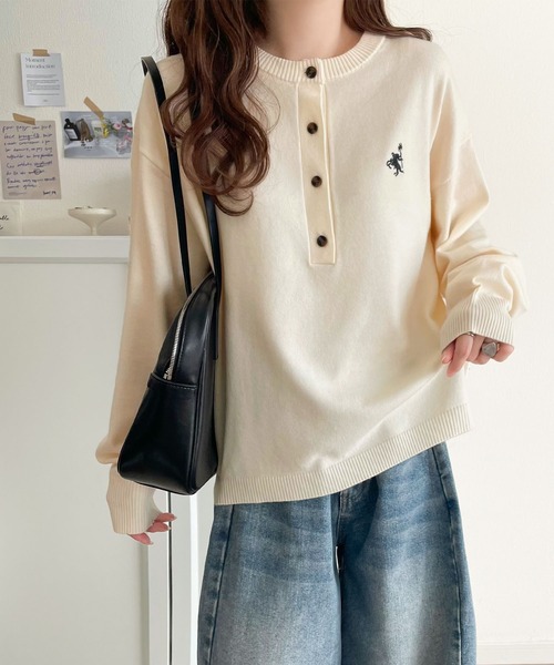 「Java」 長袖ニット X-LARGE グレイッシュベージュ レディース_画像5