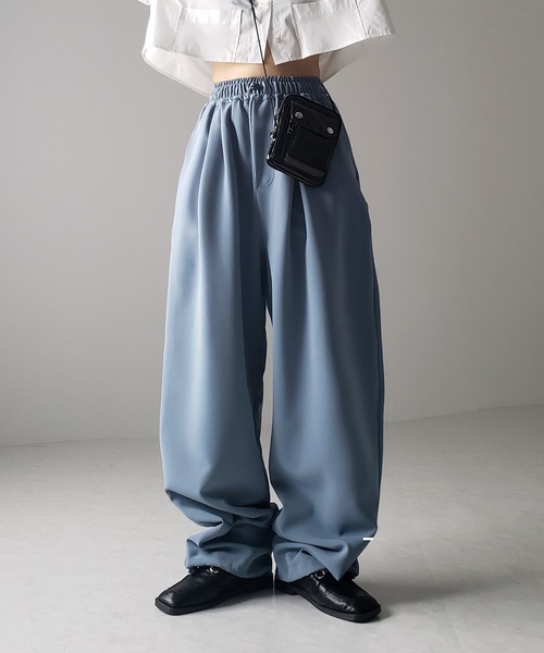 「me+em select」 イージーパンツ MEDIUM ブルー レディース_画像2