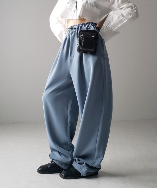 「me+em select」 イージーパンツ MEDIUM ブルー レディース_画像3