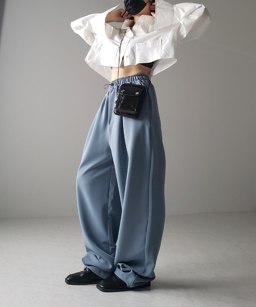 「me+em select」 イージーパンツ MEDIUM ブルー レディース_画像7