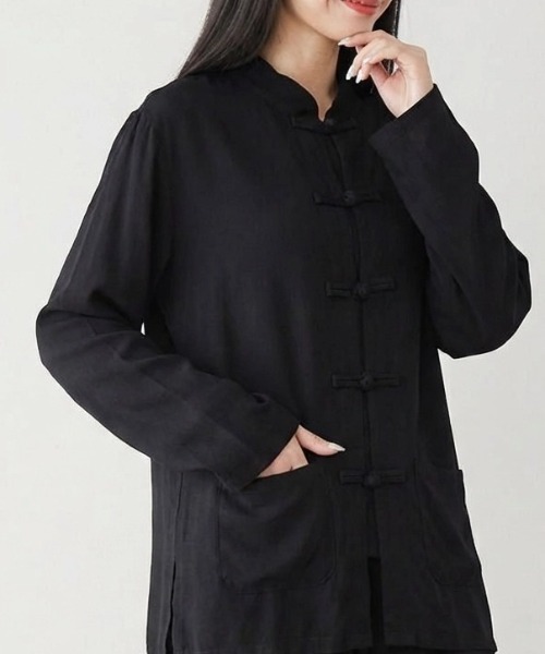 cammie ブラウス シャツ チャイナボタンデザインシャツ レディース