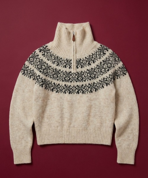 uchi. ニット セーター ノルディック柄ハーフジップニットプルオーバー