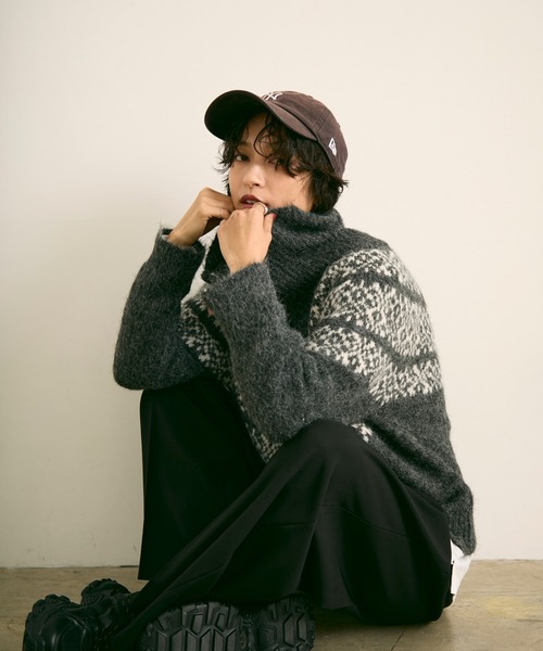 uchi. ニット セーター ノルディック柄ハーフジップニットプルオーバー