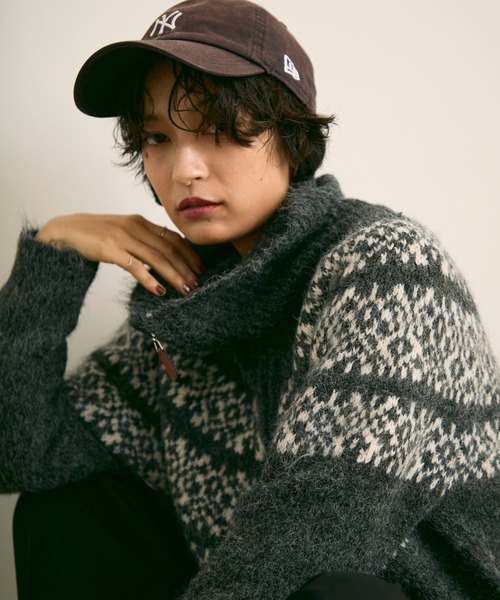 uchi. ニット セーター ノルディック柄ハーフジップニットプルオーバー