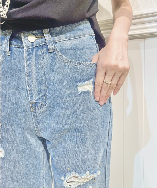 「LA POMME petit」 デニムパンツ SMALL ブルー レディース_画像2