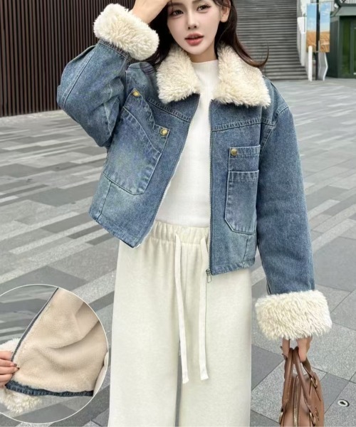 LETee デニムジャケット gジャン 総裏ボアデニムジャケット衿裏もボア