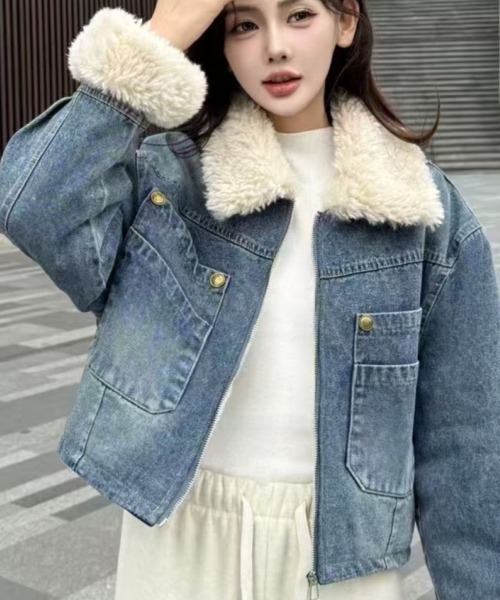 LETee デニムジャケット gジャン 総裏ボアデニムジャケット衿裏もボア