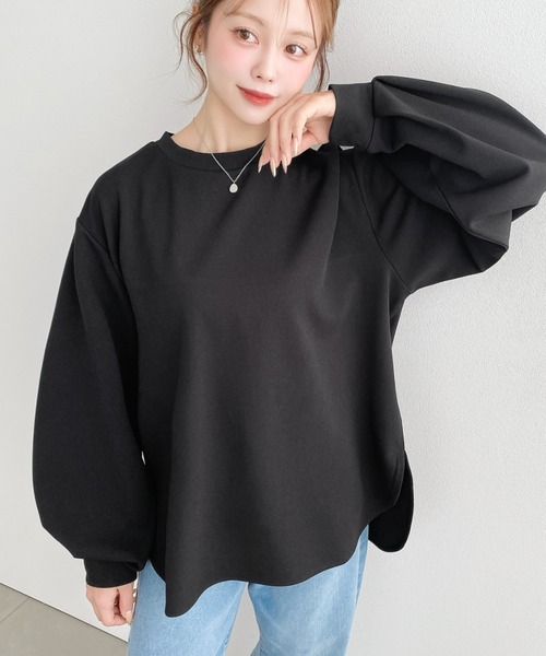 moment+ tシャツ しわになりにくい長袖ストレッチジョーゼットT