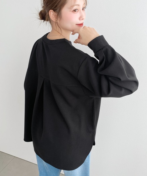 moment+ tシャツ しわになりにくい長袖ストレッチジョーゼットT