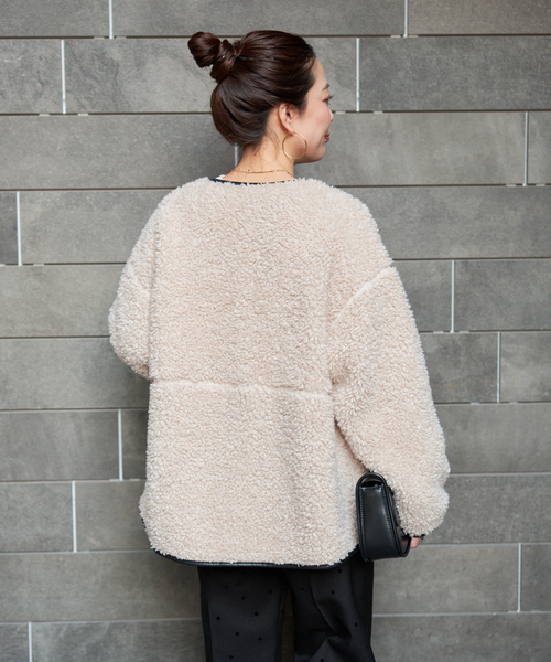 B.C STOCK ボアパイピングブルゾン2 アイボリー Sサイズ B.C STOCK（ベーセーストック） ブルゾン アウター 「S/Mサイズ展開