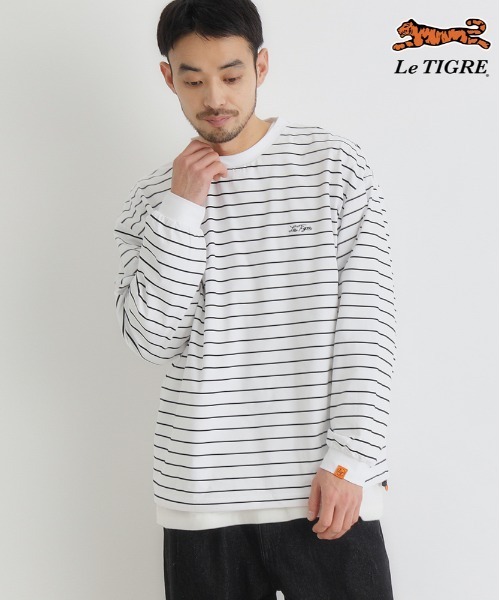 アパルトモン購入 レミレリーフ 22AW ボーダーロングスリーブTシャツ Right-on（ライトオン） tシャツ 「Le TIGRE」ボーダー ロングスリーブ