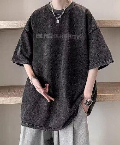 tシャツ 「UNISEX」ヴィンテージ風ウォッシュド加工 ストリート ビッグ