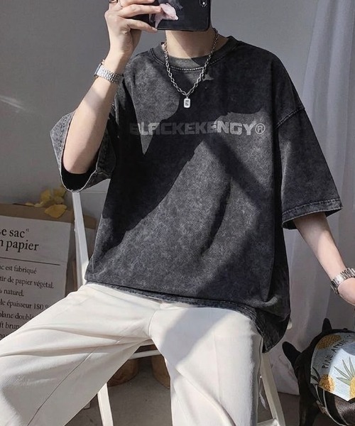 tシャツ 「UNISEX」ヴィンテージ風ウォッシュド加工 ストリート ビッグ