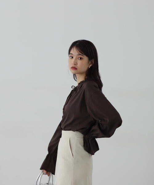 「N.（N. Natural Beauty Basic）」 長袖ブラウス MEDIUM ブラウン レディース_画像5