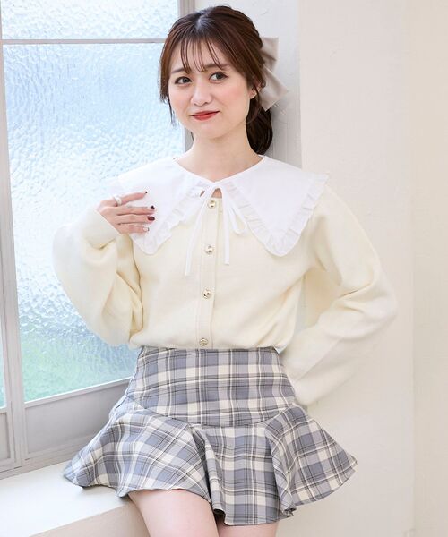 MAJESTIC LEGON（マジェスティックレゴン） カーディガン フリルカラー