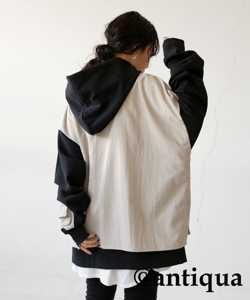 「antiqua」 プルオーバーパーカー FREE ブラック レディース_画像5