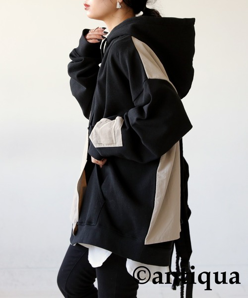 「antiqua」 プルオーバーパーカー FREE ブラック レディース_画像6
