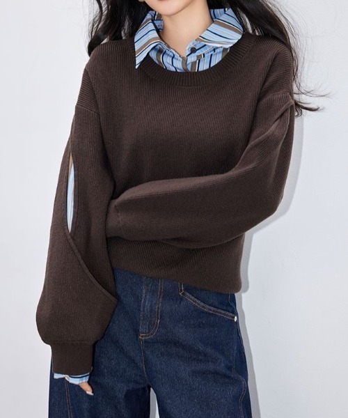 「LADY LIKE」 長袖ニット M ブラウン レディース_画像2