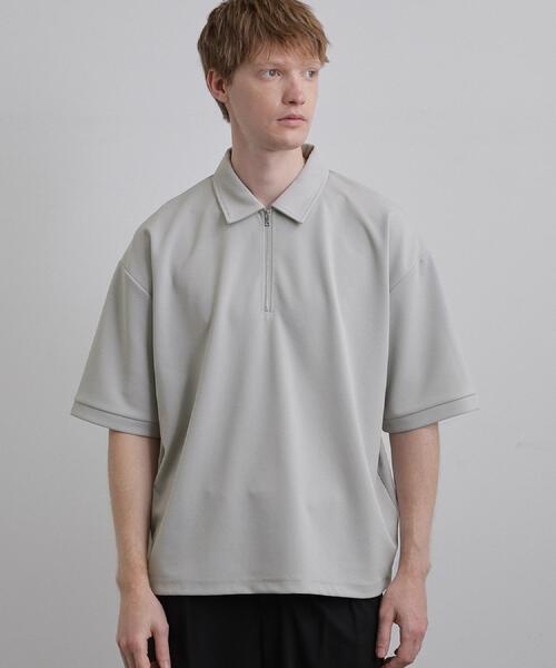 ジッパー付きグレーポロシャツ tk.TAKEO KIKUCHI（ティーケータケオキクチ） tシャツ 「ニュアンスを