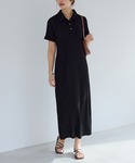 ワンピース 半袖 ゴールドボタンポロワンピースの詳細画像4
