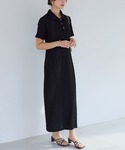 ワンピース 半袖 ゴールドボタンポロワンピースの詳細画像5