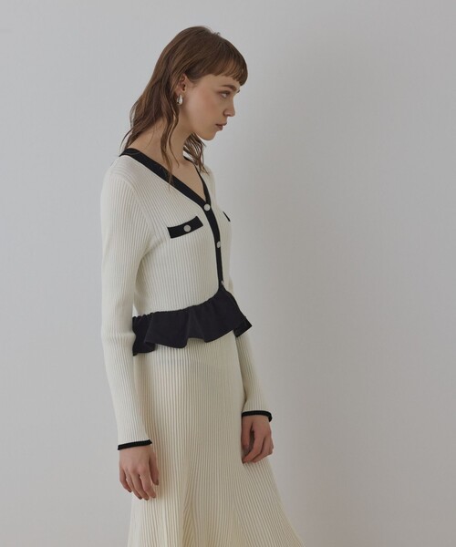 「GRACE CONTINENTAL」 ニットワンピース 36 ホワイト レディースの画像