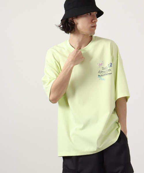 「FUNALIVE」 「2nd archive」半袖Tシャツ FREE ライム メンズ_画像9