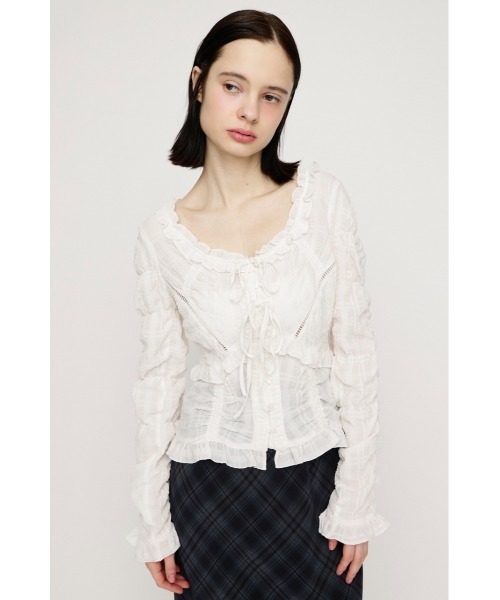 RIBBON FRILL BL リボンフリルブラウス 春服 SLY（スライ） ブラウス シャツ RIBBON FRILL BL リボンフリルブラウス