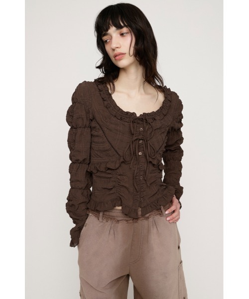 RIBBON FRILL BL リボンフリルブラウス 春服 SLY（スライ） ブラウス シャツ RIBBON FRILL BL リボンフリルブラウス