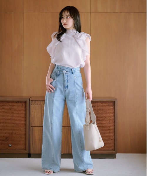 「SNIDEL」 ノースリーブブラウス ONE SIZE ベージュ レディース_画像6