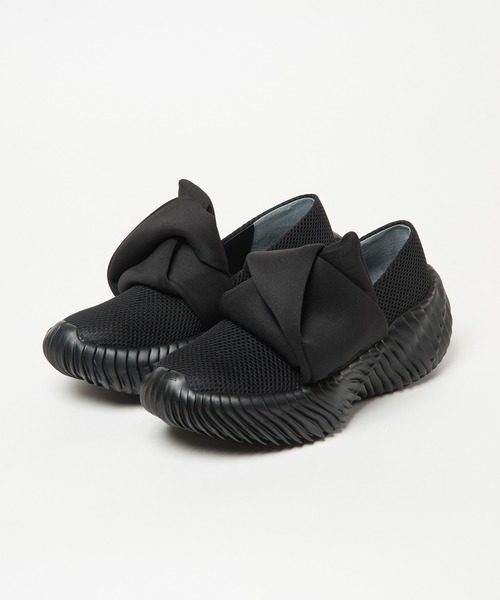 「gomme」 スリッポン MEDIUM ブラック レディースの画像