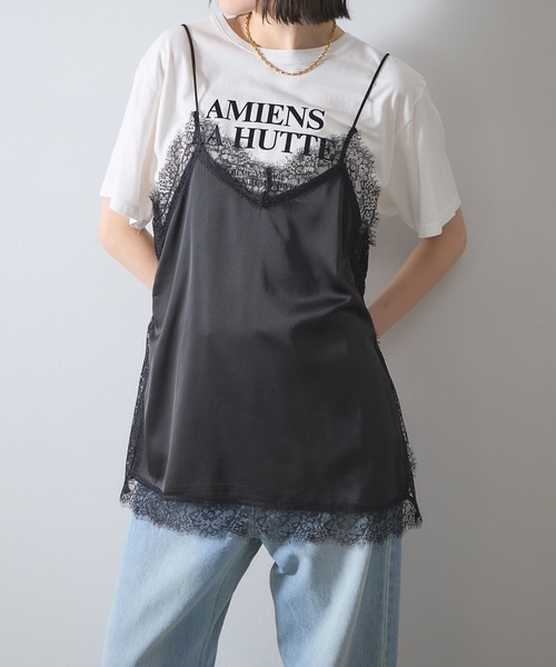 each alchemist キャミソール マットサテンレースレイヤード