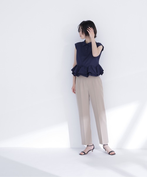 ブラウス シャツ ヘムフリルシャツブラウス レディースの画像