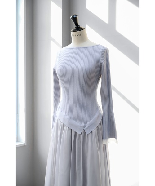ワンピース Chiffon Knit Docking Dress