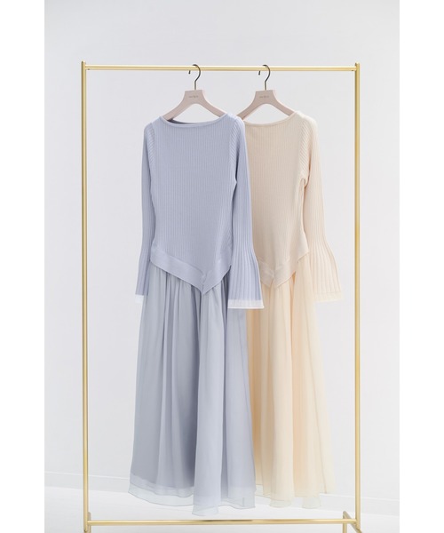 ワンピース Chiffon Knit Docking Dress