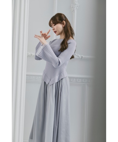 ワンピース Chiffon Knit Docking Dress