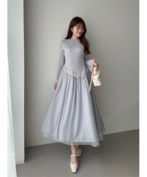 ワンピース Chiffon Knit Docking Dress
