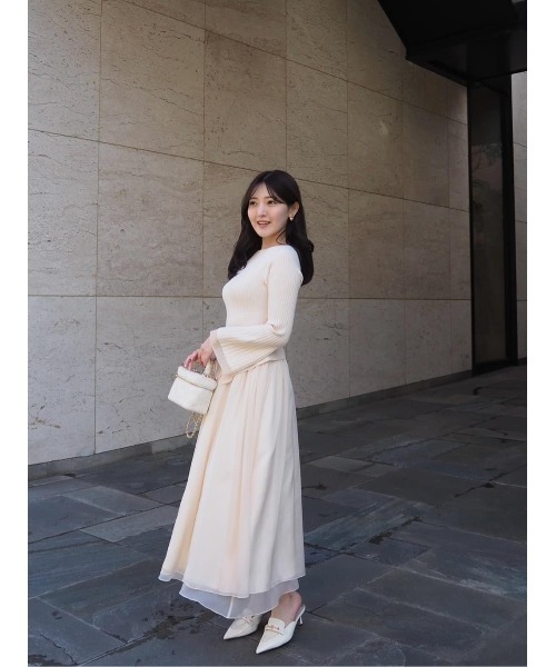 ワンピース Chiffon Knit Docking Dress