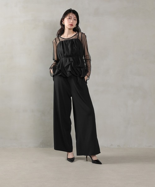 kana カナ チュールパフスリーブワイドパンツオールインワン ジャガード 黒 Kana セットアップ L ブラック レディース : ZOZOTOWN Yahoo!店 - 通販
