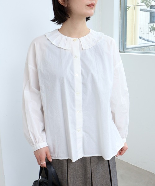 l'atelier du savon ホワイト 長袖ブラウス l'atelier du savon（アトリエドゥサボン） ブラウス シャツ 80sタイプ