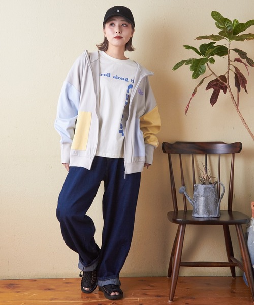 「CUBE SUGAR」 ジップアップパーカー M オレンジ レディース_画像4