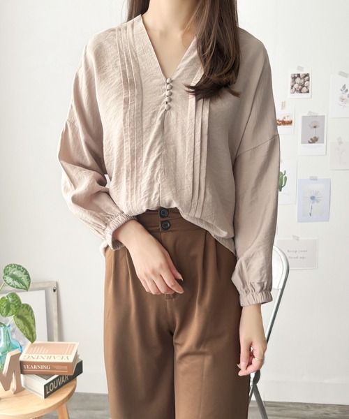 OHGA★くるみボタンブラウス Amulet ブラウス シャツ くるみボタンブラウス レディース