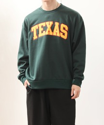 TopIsm トレーナー スウェット TEXAS刺繍ロゴ 裏ボアシャギー