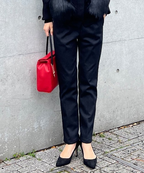 パンツ JENNE裏起毛 ブラックパンツ レディース : ZOZOTOWN