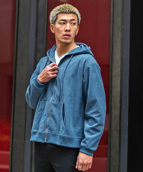 SOMEDIFF パーカー 「SOMEDIFF」ストレッチブロックチェックZIP