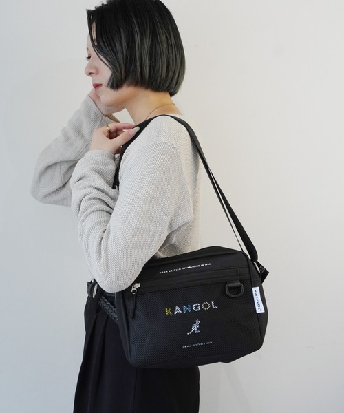 KANGOL ショルダーバッグ メッシュポケット 横型 スクエア ミニ