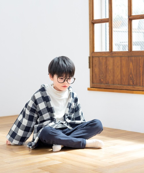 SOUBIEN（創美苑） コート アウター 半纏 キッズ チェック柄 部屋着