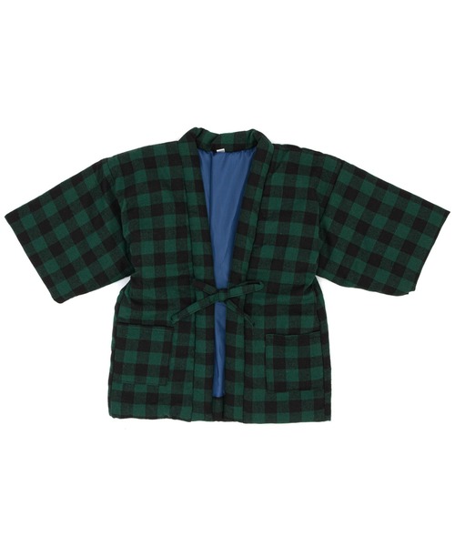 SOUBIEN（創美苑） コート アウター 半纏 キッズ チェック柄 部屋着