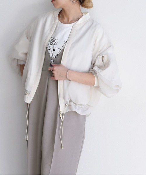 EimeeLaw 24SS 美品　ブライト シアーブルゾン　ホワイト　ミリタリー Eimee Law ブルゾン アウター ミリタリーシアーブルゾン